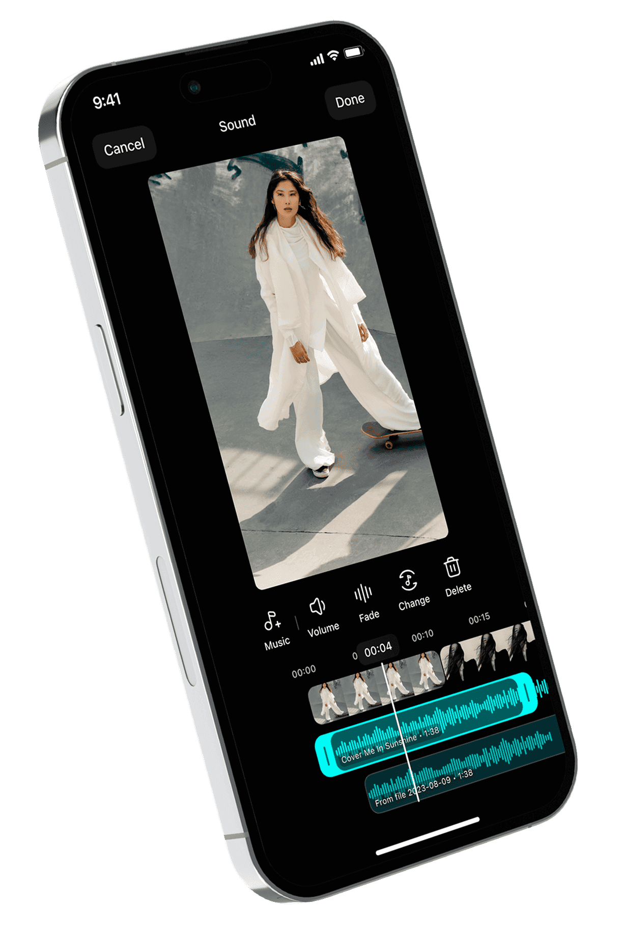 Music sound editing screen